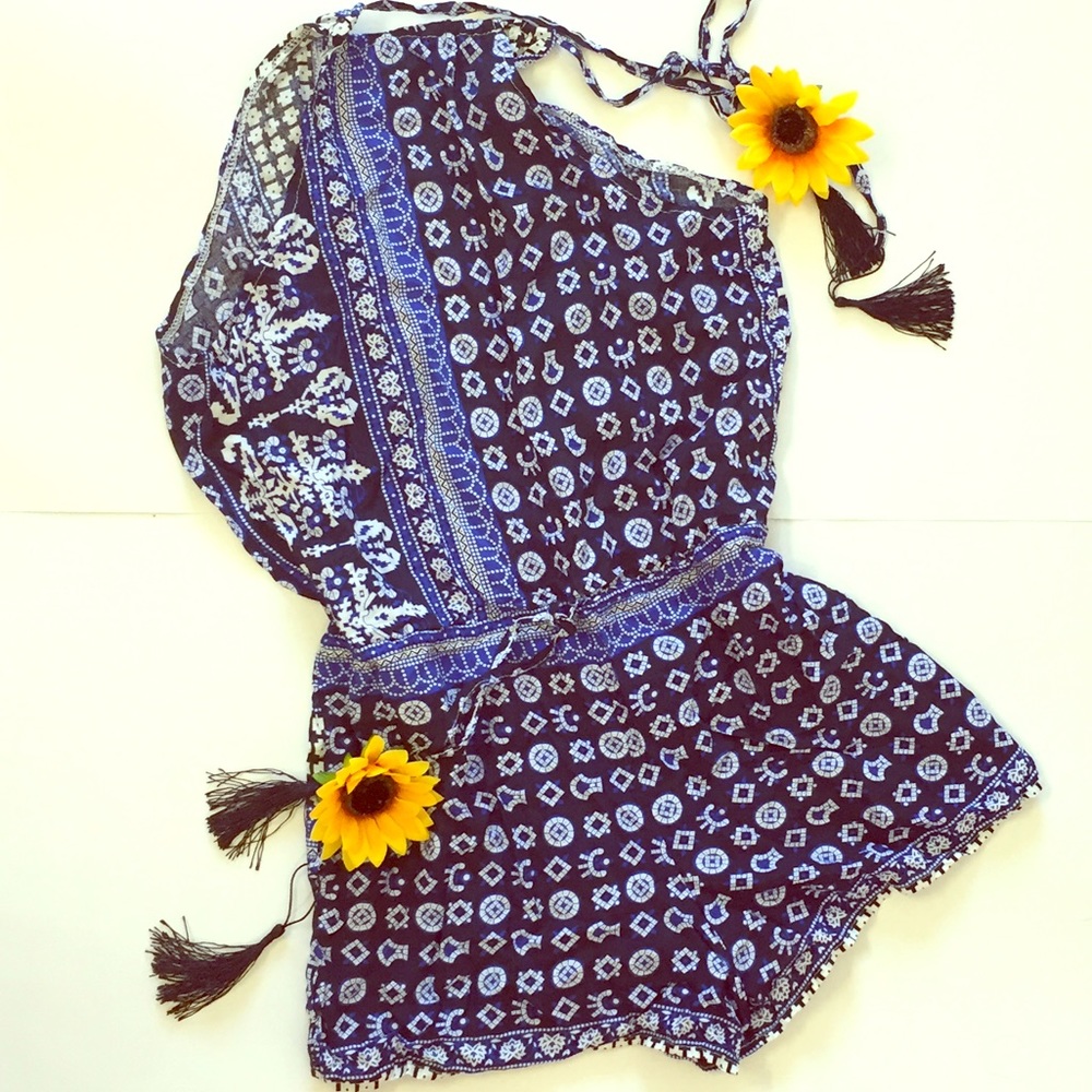 Blue and White Romper